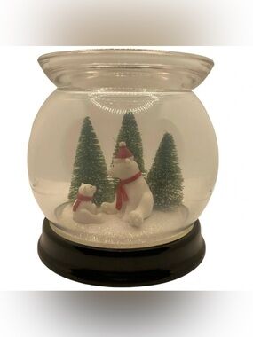 BATH & BODY WORKS Christmas Bears Globe Three-Wick Candle Holder RETIRED NWT